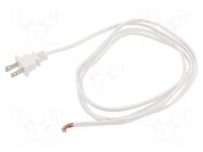 Cable; 2x18AWG; NEMA 1-15 (A) plug,wires; PVC; 1.8m; white; 10A Qualtek Electronics