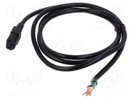 Cable; 3x18AWG; IEC C13 female,wires; PVC; 2m; black; 10A; 125V 