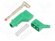 Connector: 4mm banana; plug; 19A; 600V; green; 1mm2; on cable STÄUBLI