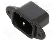 Connector: AC supply; socket; male; 10A; 250VAC; IEC 60320; C14 (E) SCHURTER