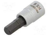 Socket; hex key,socket spanner; HEX 6mm; 1/4" PROXXON