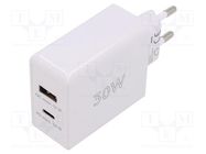 Power supply: switching; mains,plug-in; 5VDC,; 30W; 82.3%; white Goobay