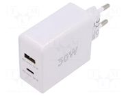 Power supply: switching; mains,plug-in; 5VDC,; 30W; 82.3%; white Goobay