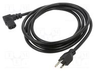 Cable; 3x16AWG; IEC C13 female 90°,NEMA 5-15 (B) plug; PVC; 3m Qualtek Electronics