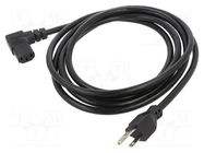 Cable; 3x16AWG; IEC C13 female angled right,NEMA 5-15 (B) plug Qualtek Electronics