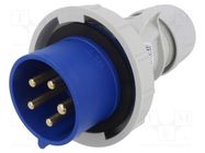 Connector: AC supply 3-phase; plug; male; 32A; 250VAC; IEC 60309 PCE