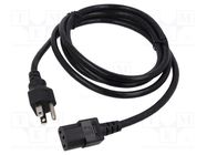 Cable; 3x18AWG; NEMA 5-15 (B) plug,wires; PVC; 2.3m; black; 10A Qualtek Electronics