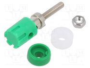 Connector: 4mm banana; socket; 15A; 48VDC; green; nickel plated CLIFF