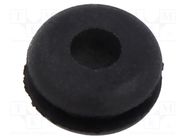 Grommet; Ømount.hole: 6.35mm; Øhole: 3.18mm; rubber; black 