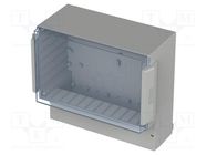 Enclosure: wall mounting; X: 296mm; Y: 281mm; Z: 158mm; ABS; grey BOPLA