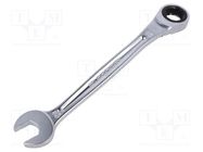 Wrench; combination spanner,with ratchet; 15mm; L: 199mm; satin FACOM