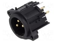 Connector: XLR; socket; male; 6A; 133V; PIN: 3; straight; THT AMPHENOL