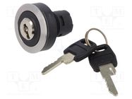 Switch: rotary with ID-key; 22mm; Stabl.pos: 2; IP65; Pos: 2 SCHLEGEL