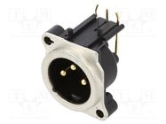 Socket; XLR; male; PIN: 3; angled 90°; on PCBs,screw; THT; 133V; 6A AMPHENOL