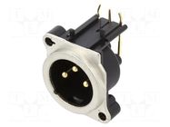 Connector: XLR; socket; male; 6A; 133V; PIN: 3; angled 90°; THT AMPHENOL