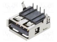 Connector: USB B; socket; THT; PIN: 4; angled 90°; USB 2.0 BEL FUSE