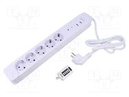 Plug socket strip: supply; Sockets: 5; 230VAC; 16A; white; 1.5m LOGILINK