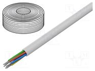 Wire; SCYY; 6x0.22mm2; round; stranded; Cu,tinned; PVC; white; 150V TECHNOKABEL