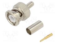 Connector: BNC; plug; male; straight; 50Ω; crimped; for cable; PTFE AMPHENOL RF