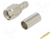 Connector: SMA; plug; male; straight; 50Ω; soldering,crimped; PTFE AMPHENOL RF