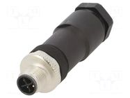 Connector: M12; male; 814; 12A; 630V; IP67; for cable; PA BINDER