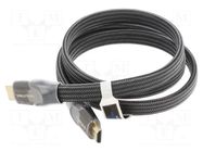 Cable; HDMI plug,both sides; PVC; textile; HDMI 2.0; Len: 1m; black VENTION