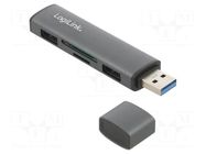 Hub USB; USB A socket x2,USB A plug; USB 3.2; PnP; grey; 5Gbps LOGILINK