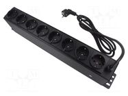 Plug socket strip: protective; Sockets: 8; 230VAC; 16A; black; 2m LOGILINK