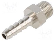 Threaded fitting; connector pipe; nickel plated brass; 6mm PNEUMAT