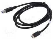 Cable; USB 3.1; USB B plug,USB C plug; nickel plated; 1.8m; black DIGITUS