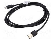 Cable; USB 2.0; USB A plug,USB C plug; nickel plated; 1.8m; black DIGITUS