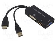 Converter; DisplayPort 1.2a,dual link,HDMI 1.4,USB 2.0; 0.2m DIGITUS