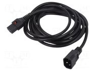 Cable; IEC C13 female,IEC C14 male; PVC; 4m; black; 10A; 250V IEC LOCK