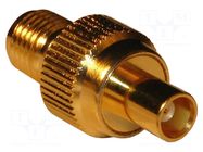 Adapter; MCX female,SMA female; Insulation: PTFE; 50Ω; brass; 6GHz AMPHENOL RF
