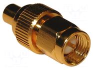 Adapter; MCX female,SMA male; Insulation: PTFE; 50Ω; brass; 6GHz AMPHENOL RF