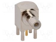 Connector: SMB; socket; male; angled 90°; 50Ω; THT; for cable; PTFE AMPHENOL RF