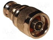 Adapter; BNC male,N male; Insulation: POM; 50Ω; Mat: brass; 4GHz AMPHENOL RF