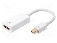 Adapter; HDMI socket,mini DisplayPort plug; 0.2m; white DIGITUS