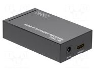 HDMI extender; DC socket,HDMI socket,RJ45 socket; black; metal DIGITUS