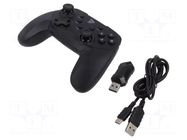 Gamepad; black; USB A; wireless; analog joysticks,with LED; 10m SAVIO