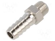 Threaded fitting; connector pipe; nickel plated brass; 9mm PNEUMAT