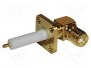 Connector: SMA; socket; female; angled 90°; 50Ω; soldering; PTFE AMPHENOL RF