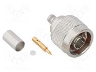 Connector: N; plug; male; straight; 50Ω; crimped; for cable; PTFE AMPHENOL RF