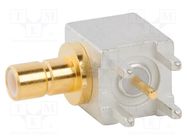 Connector: SMB; socket; male; angled 90°; 50Ω; THT; for cable; PTFE AMPHENOL RF