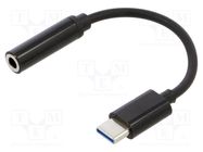 Adapter; USB 3.1; Jack 3.5mm socket,USB C plug; 0.12m; black SAVIO