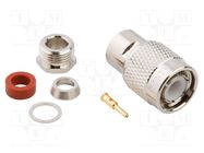 Connector: TNC; plug; male; straight; 50Ω; soldering,clamp; POM AMPHENOL RF