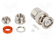 Connector: BNC; plug; male; straight; 50Ω; soldering,clamp; PTFE AMPHENOL RF