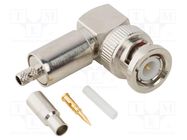 Connector: BNC; plug; male; angled 90°; 50Ω; soldering,crimped AMPHENOL RF