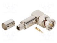 Connector: BNC; plug; male; angled 90°; 75Ω; soldering,crimped; RG6 AMPHENOL RF