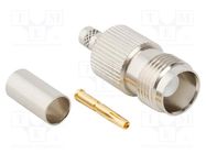 Connector: TNC; plug; female; straight; 50Ω; crimped; for cable; POM AMPHENOL RF